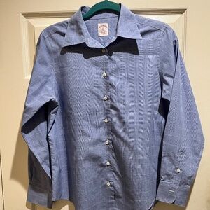 Brooks Brothers Plaid Button Down Top 10 Classic Fit Cotton Blue